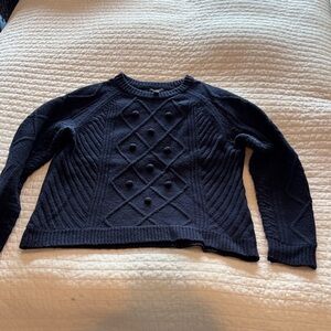 J. Crew Navy Textured Crew Neck Sweater